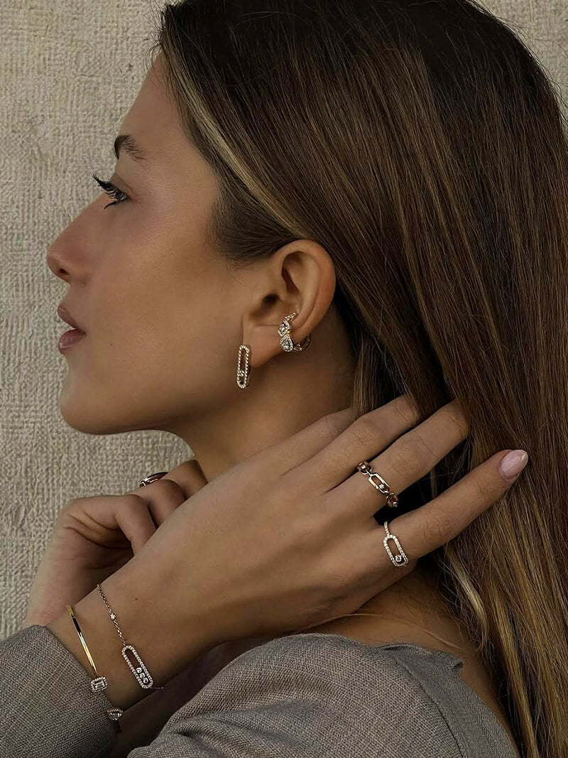 Gold hoop stud earrings with smooth polished finish
