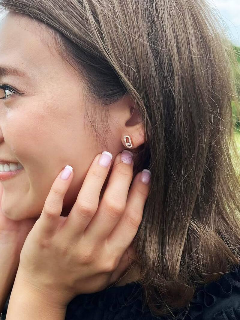 Gold hoop stud earrings with smooth polished finish