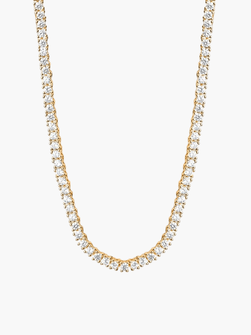 Rivière necklace with a continuous row of crystal stones in gold-plated finish