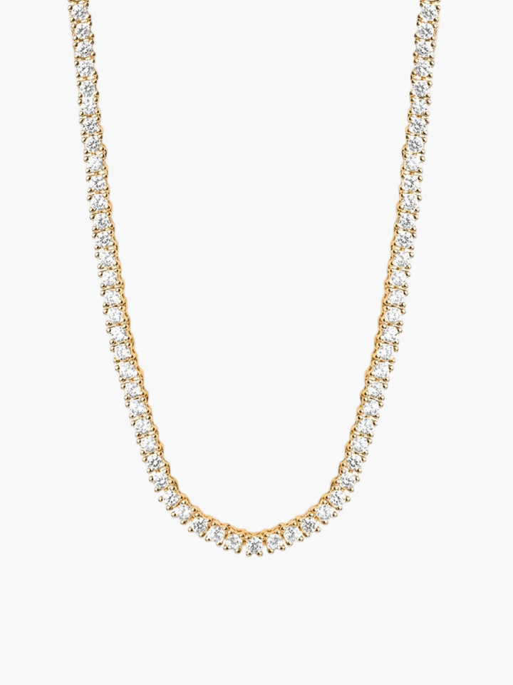 Rivière necklace with a continuous row of crystal stones in gold-plated finish