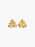 Gold triangular drop earrings with polished vintage-inspired finish
