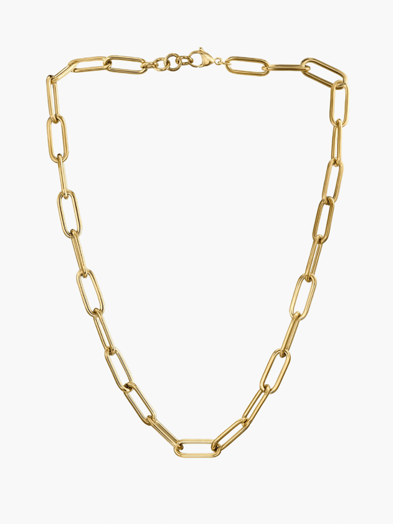 Gold-plated bicycle charm pendant necklace on a white background