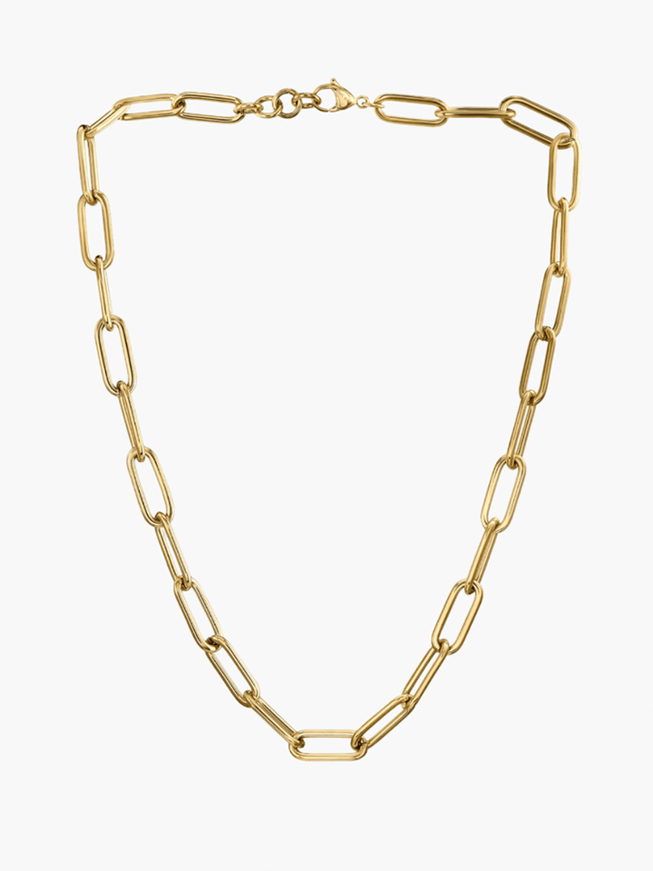 Gold-plated bicycle charm pendant necklace on a white background