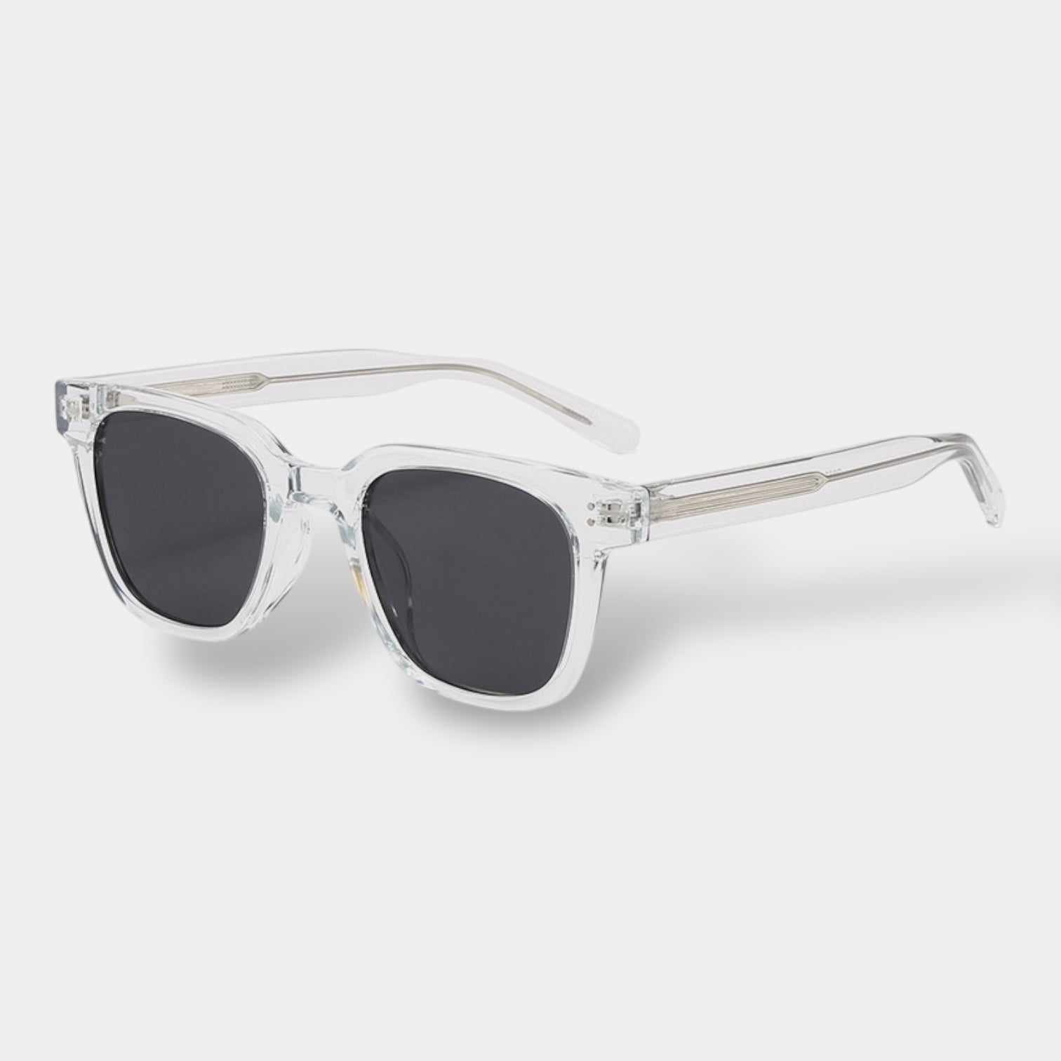 Square frame polarised sunglasses in brown with clean lines and subtle metal detailing