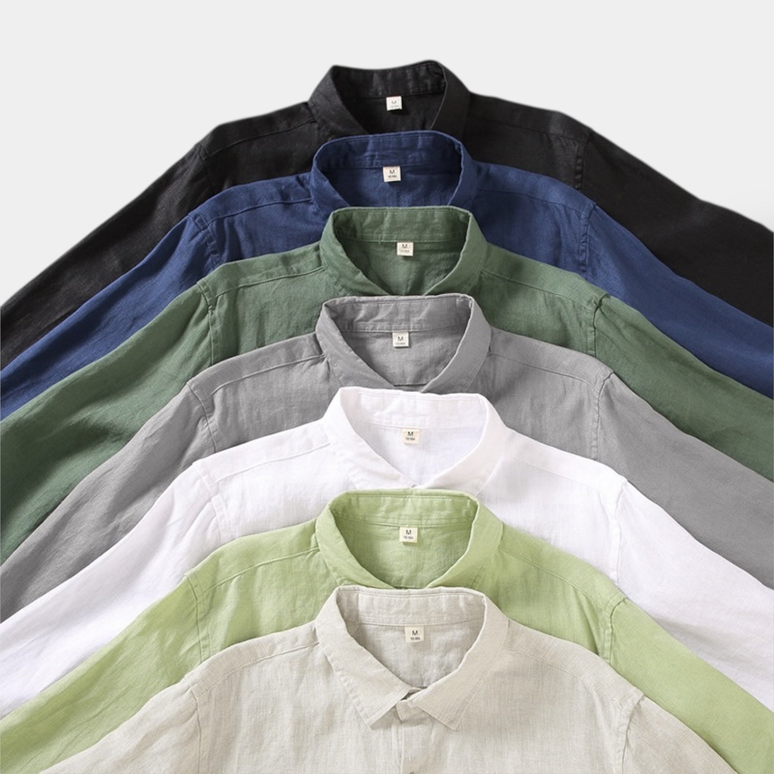 Men's long-sleeve classic shirt in beige with a relaxed fit and left chest pocket