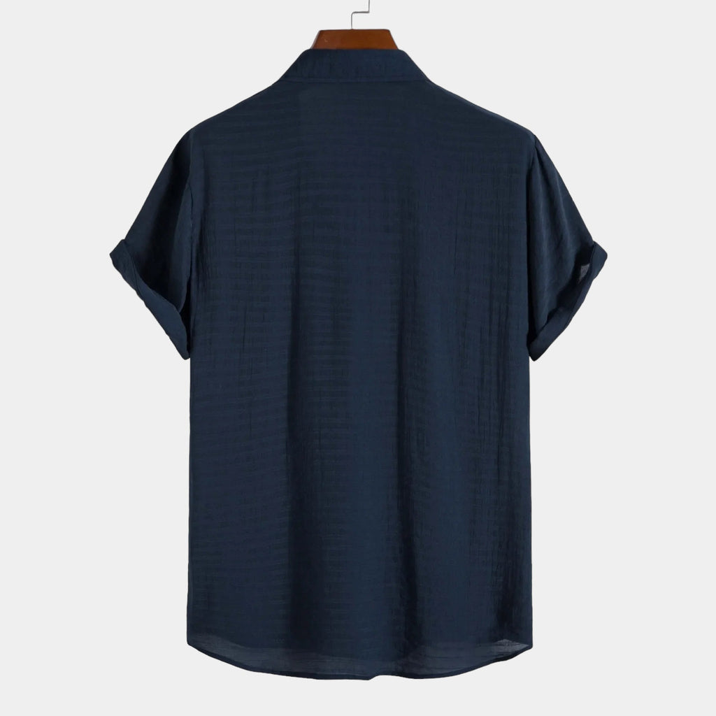 Men's classic summer shirt in white with a pleated front and clean collar