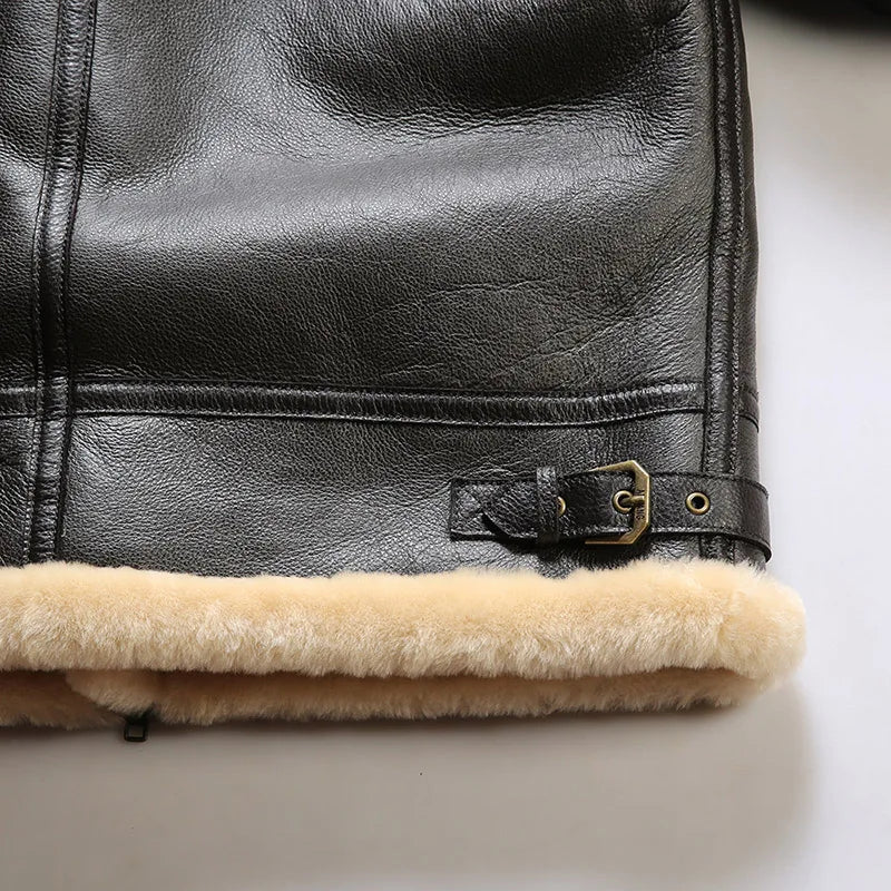 Men's dark brown aviator jacket with classic structured silhouette and zip front