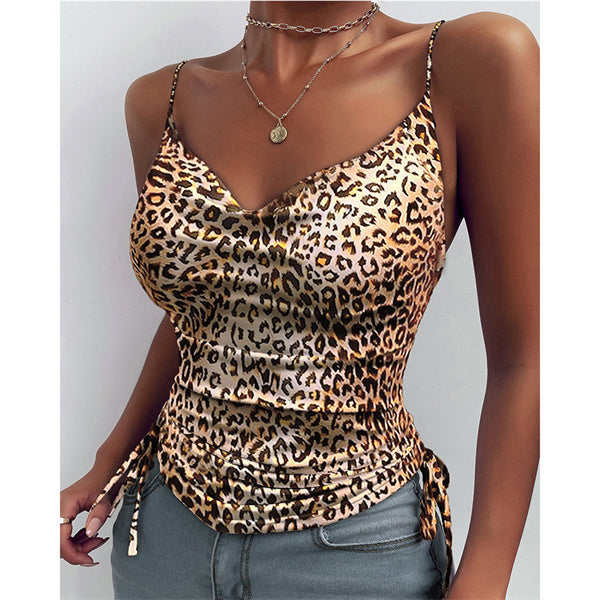 White sleeveless fitted top with adjustable side ties and a smooth, floaty drape