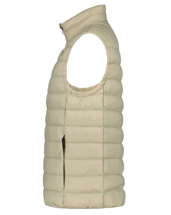 Men's black quilted gilet with front zip and clean structured fit
