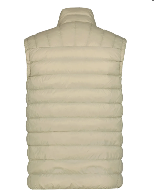 Men's black quilted gilet with front zip and clean structured fit