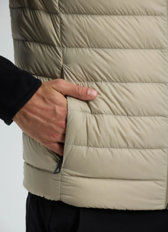 Men's black quilted gilet with front zip and clean structured fit
