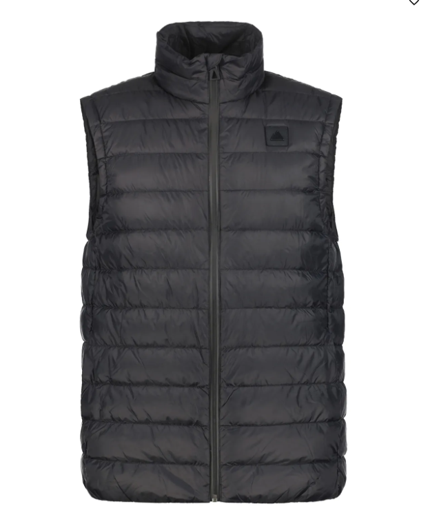 Men's black quilted gilet with front zip and clean structured fit