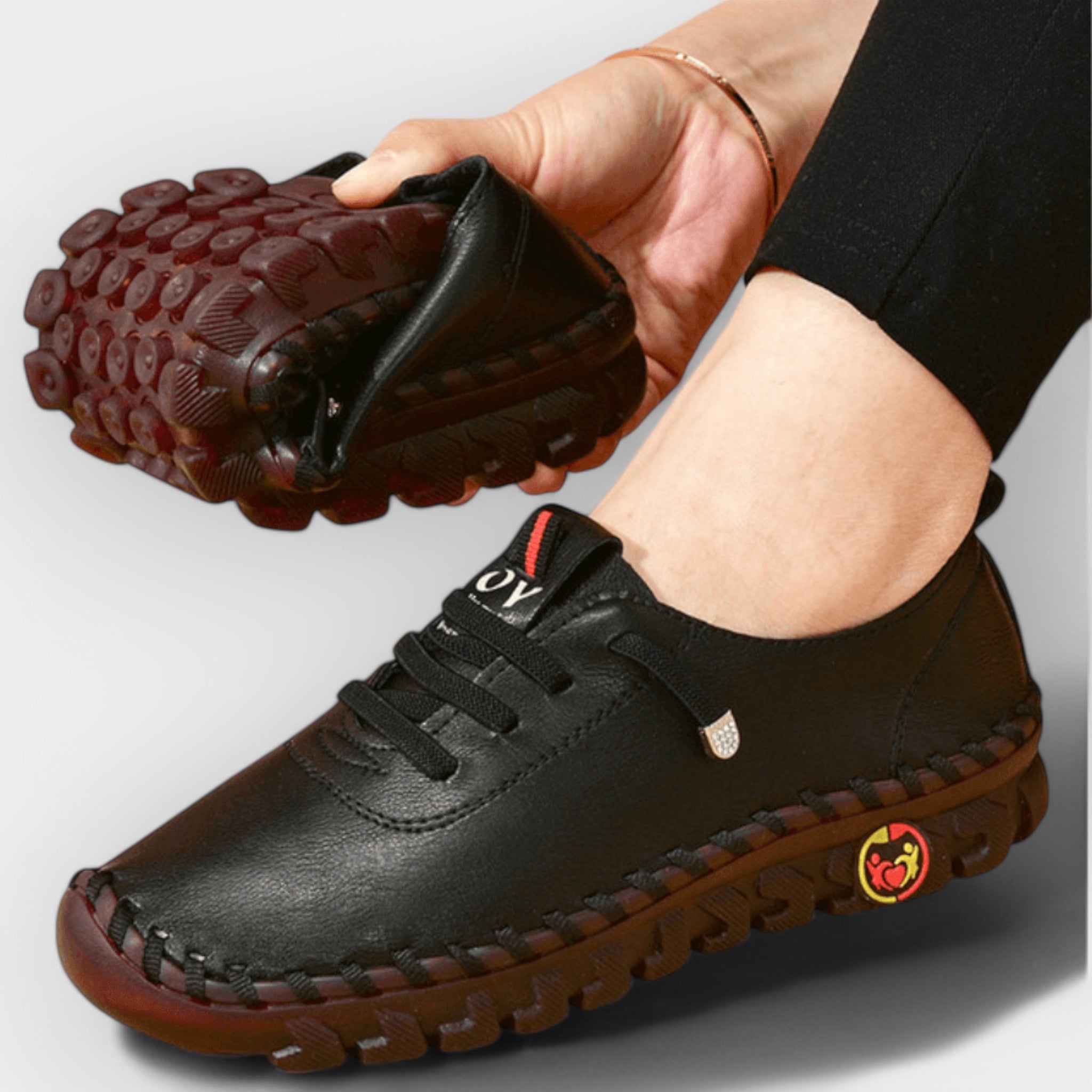 Women's slip-on comfort loafers with a cushioned ergonomic sole in black