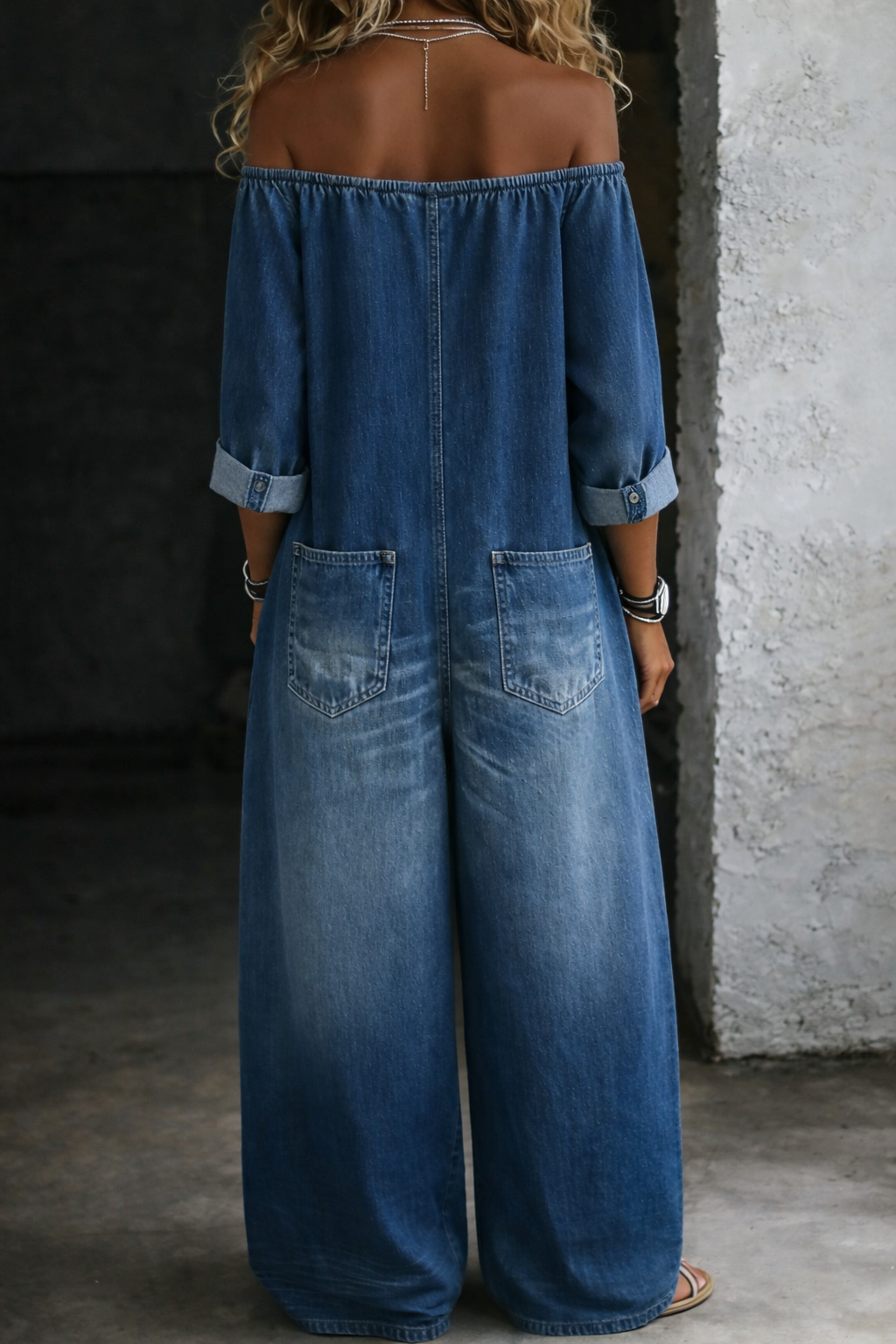 Elena | Long Sleeve Jumpsuit with Exposed Shoulders