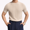 Men's beige premium structured tee with a clean, refined silhouette