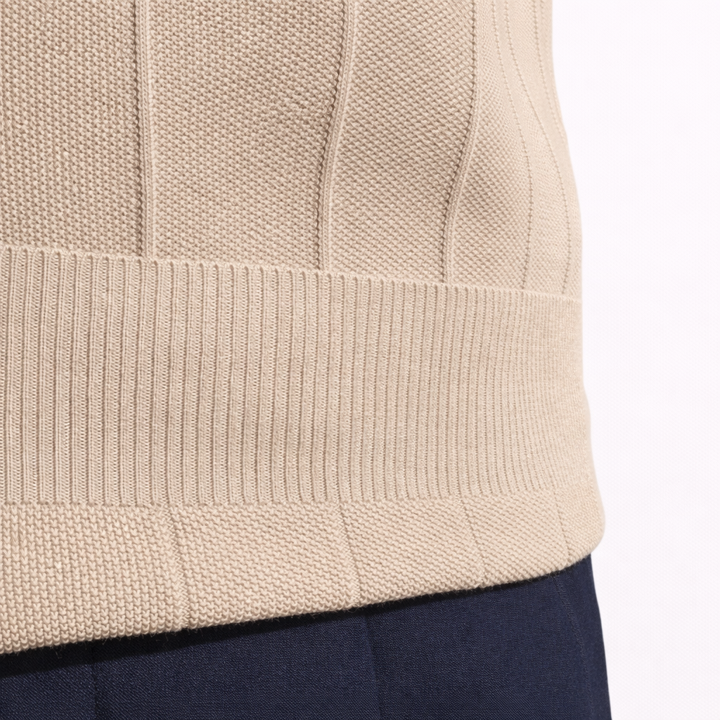 Men's beige premium structured tee with a clean, refined silhouette