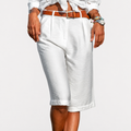 High-waist women's shorts in white, black and green with a relaxed, airy feel