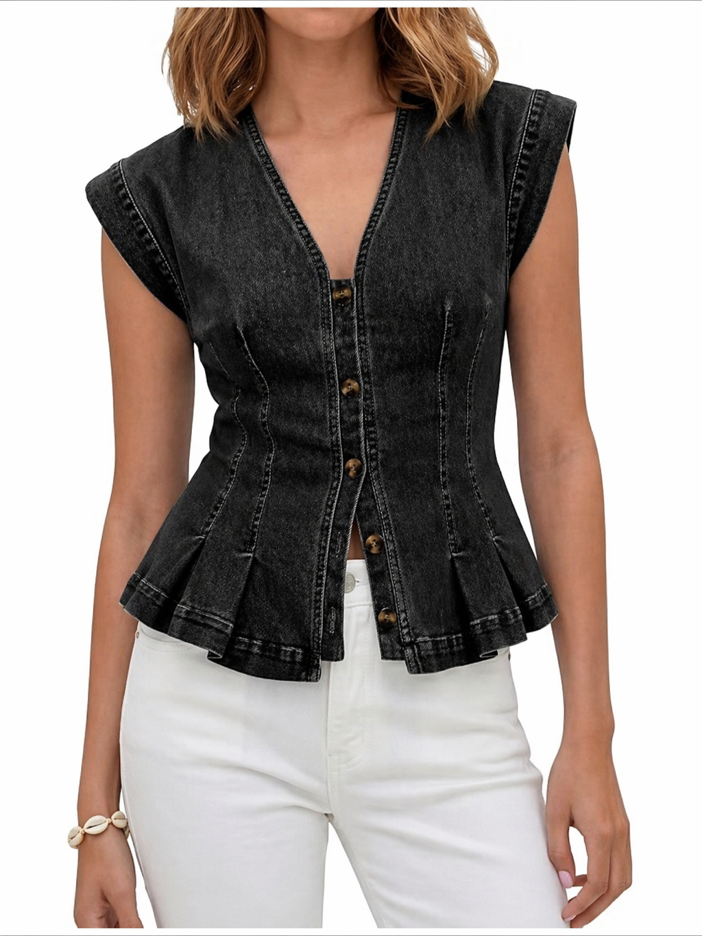 Viera | Denim Top with V-Neck