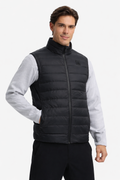 Men's black quilted gilet with front zip and clean structured fit