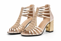 Embellished glamour heels in gold and silver with detailed decorative finish