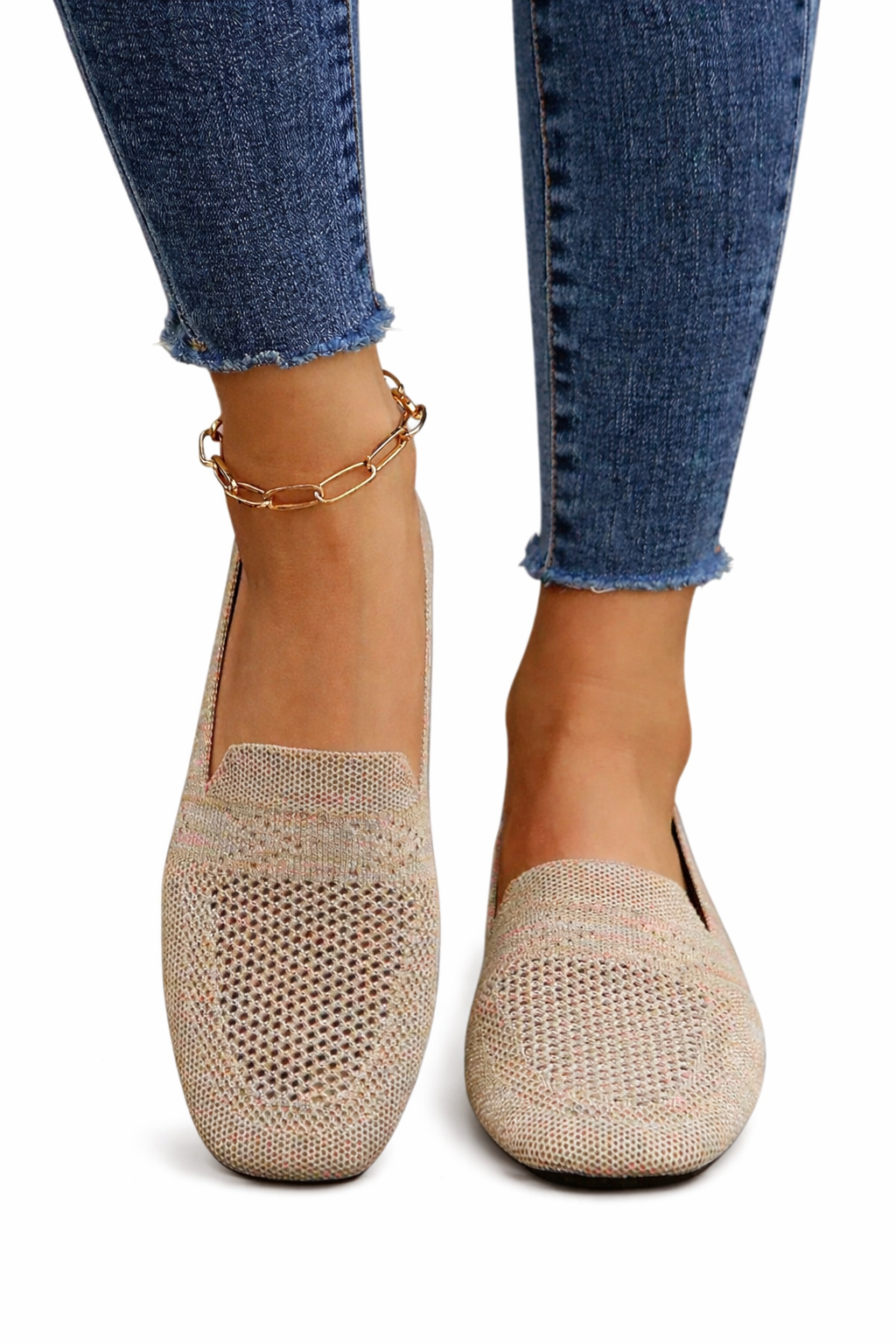 Lightweight breathable slip-on shoe in beige, available in a wide range of colours including black, brown, purple and leopard print