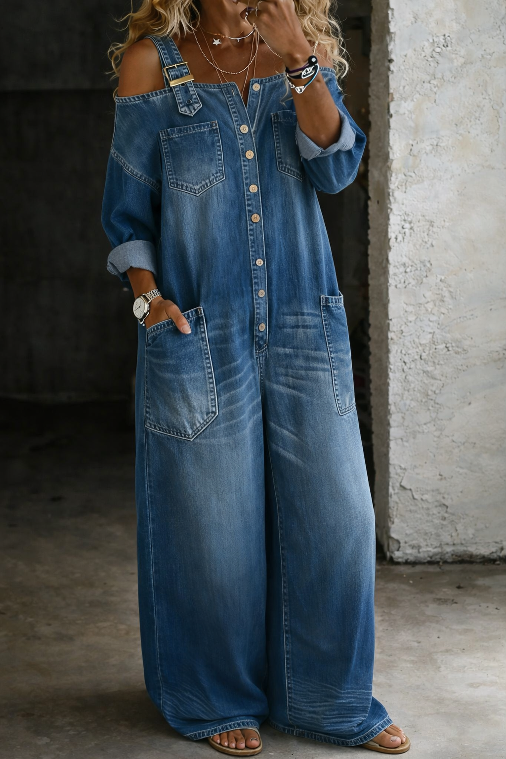 Sophia | Strapless Denim Look Midi Dress