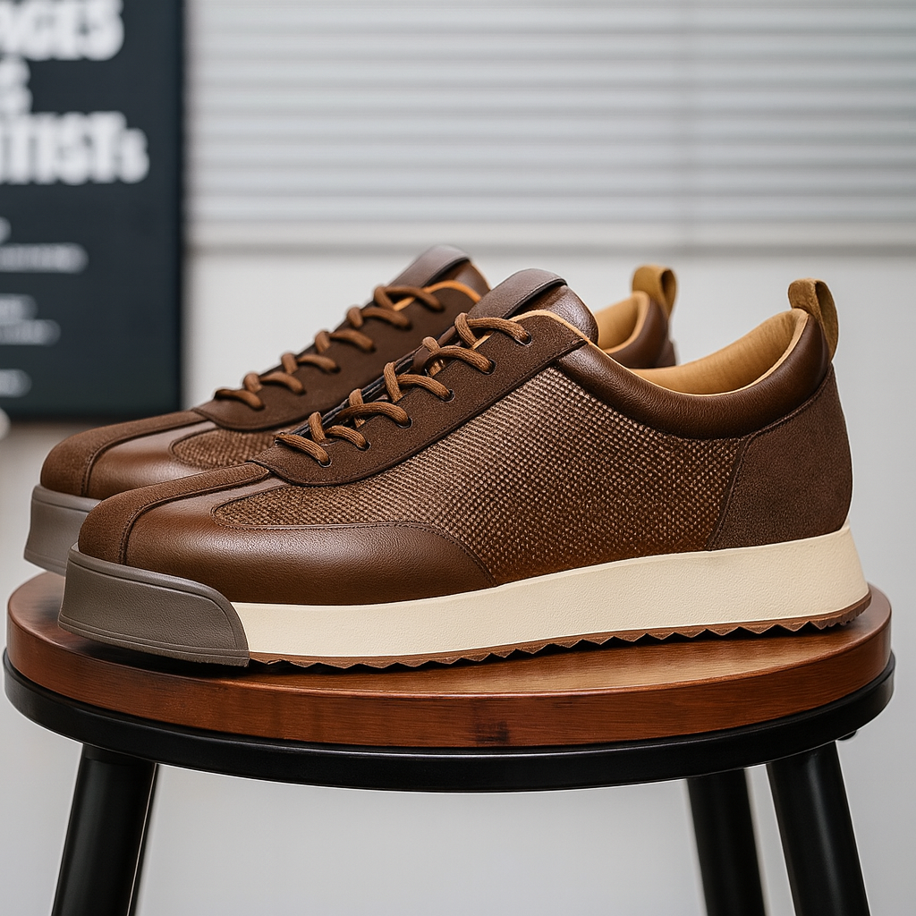 Men's brown elegant lace-up boots with a smooth refined upper and cushioned sole