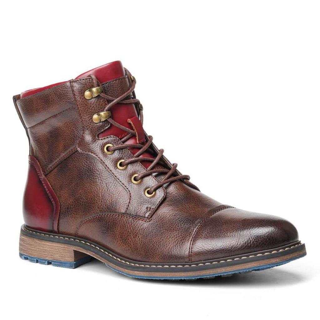 Men's brown Oxford-style boots with a structured upper and classic lace-up detailing