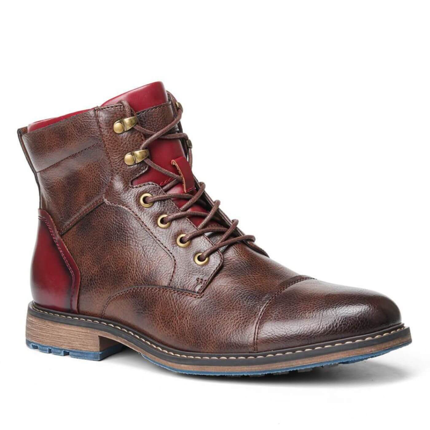 Men's brown Oxford-style boots with a structured upper and classic lace-up detailing
