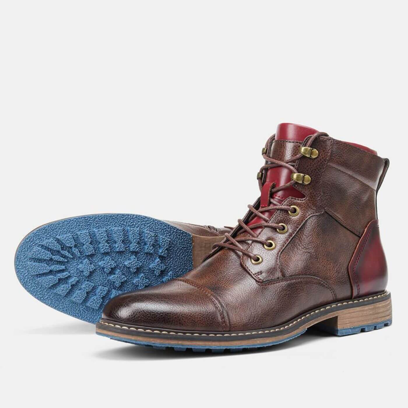 Men's brown Oxford-style boots with a structured upper and classic lace-up detailing