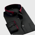Men's shirt with a contrasting collar in a clean cut, shown in multiple colour options