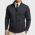 Men's slim-fit cardigan in grey with a clean silhouette and button front