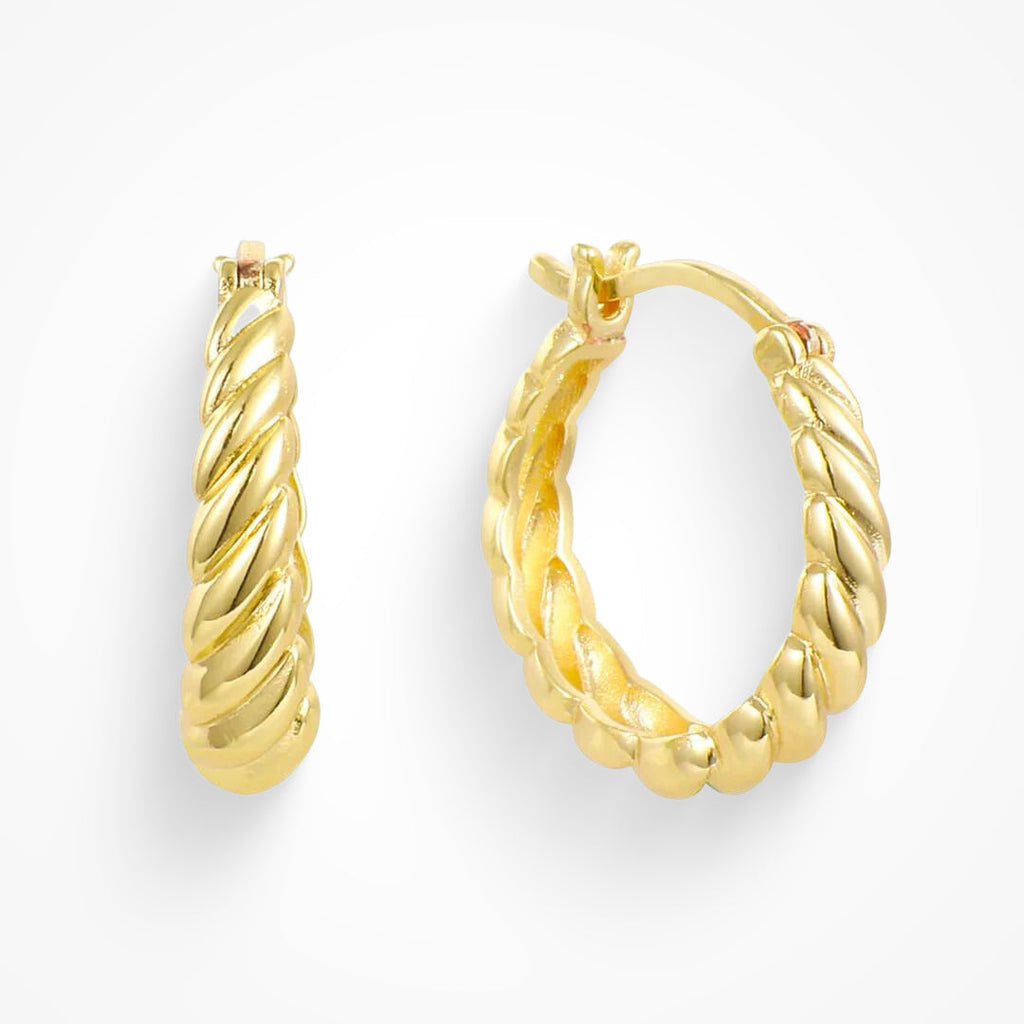 Gold twisted side ring earrings with polished finish