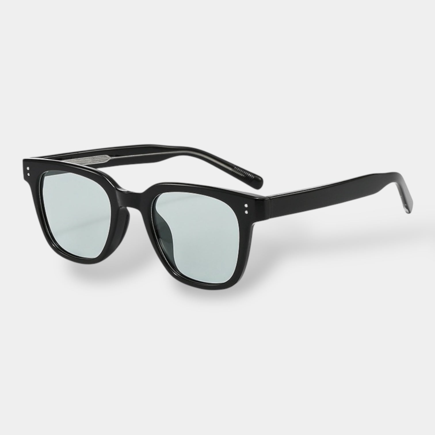 Square frame polarised sunglasses in brown with clean lines and subtle metal detailing