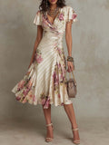 Camille Elegant Floral Dress with Draped Design