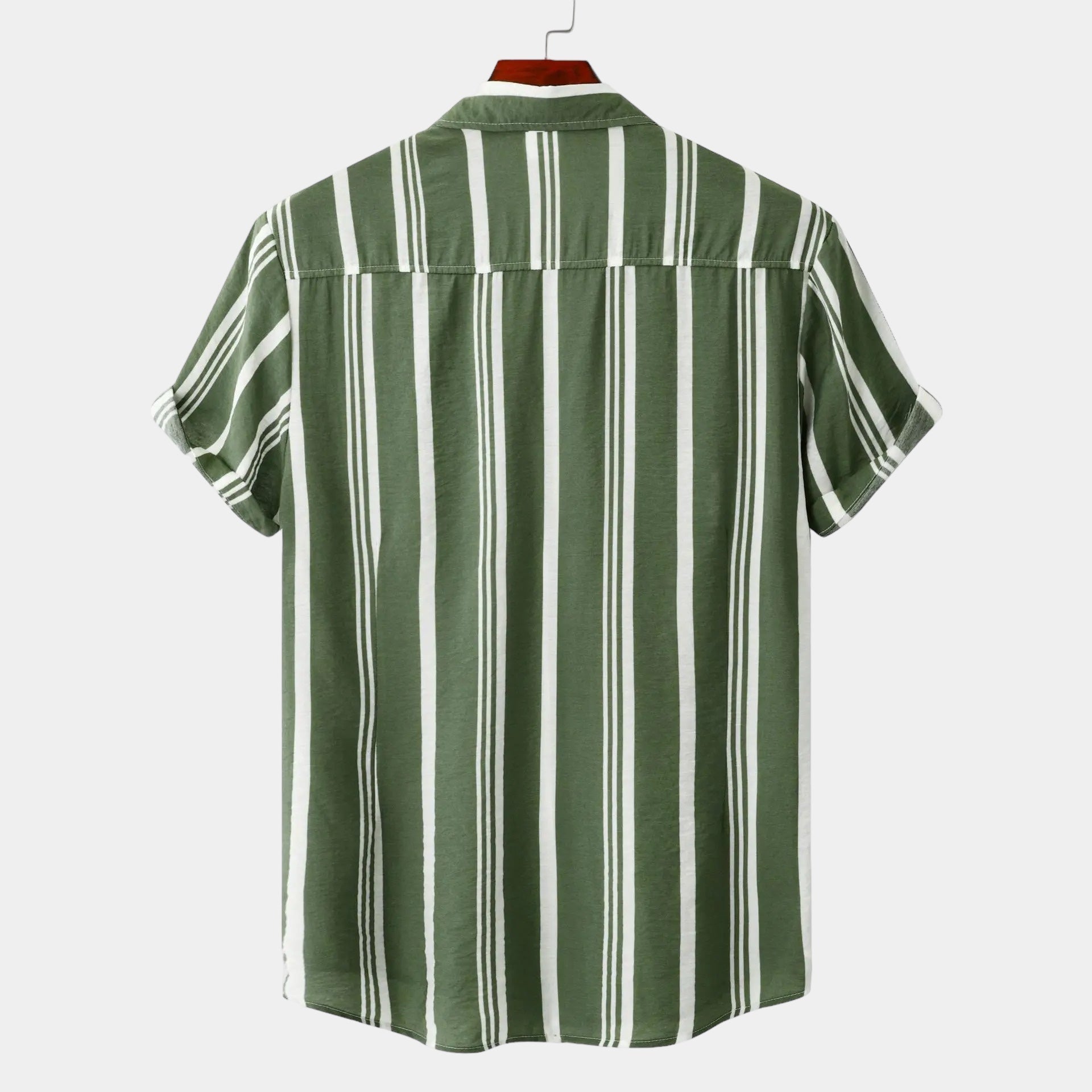 Men's striped summer shirt in navy and white with a classic straight cut