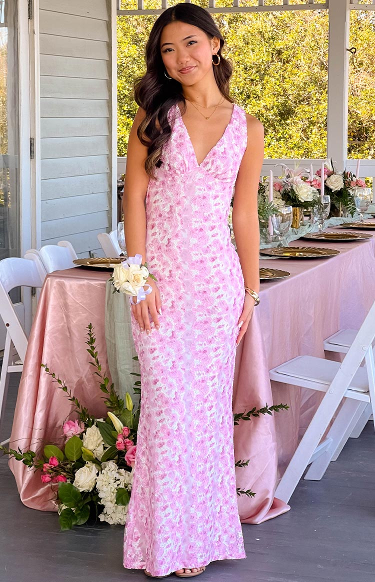 FARIDA™ | Pink Lace Maxi Dress