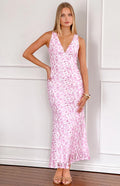 FARIDA™ | Pink Lace Maxi Dress