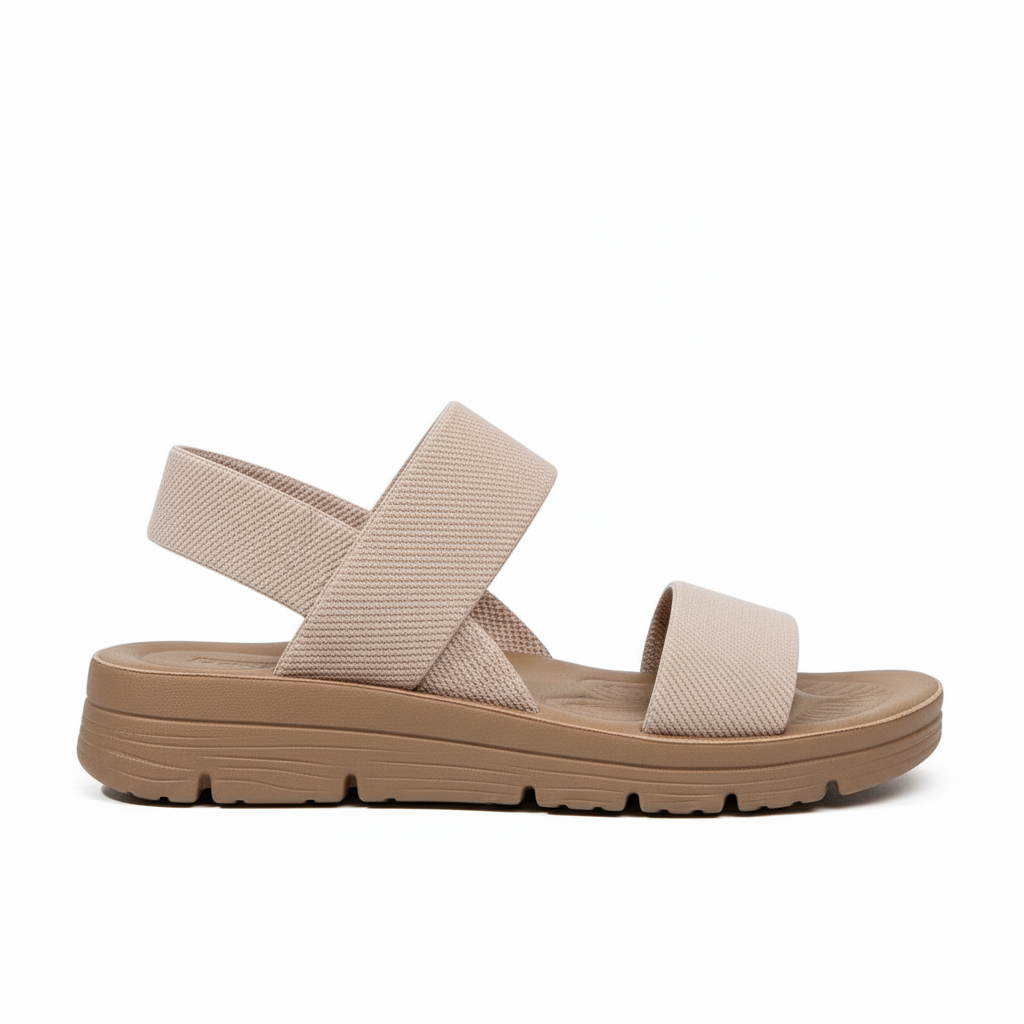Khaki sport sandals with double strap and cushioned sole
