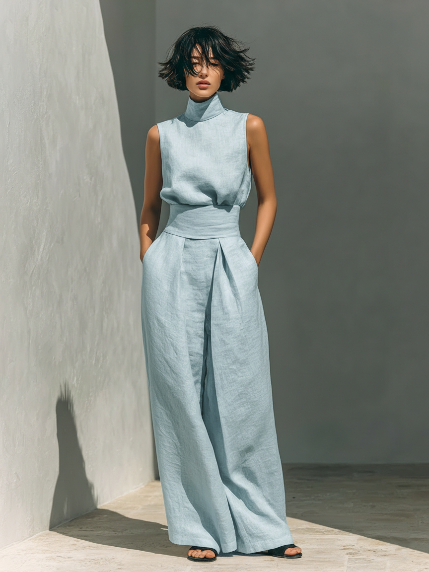 MARIA™ | Minimalist Tank Top and Wide-Leg Trousers Set