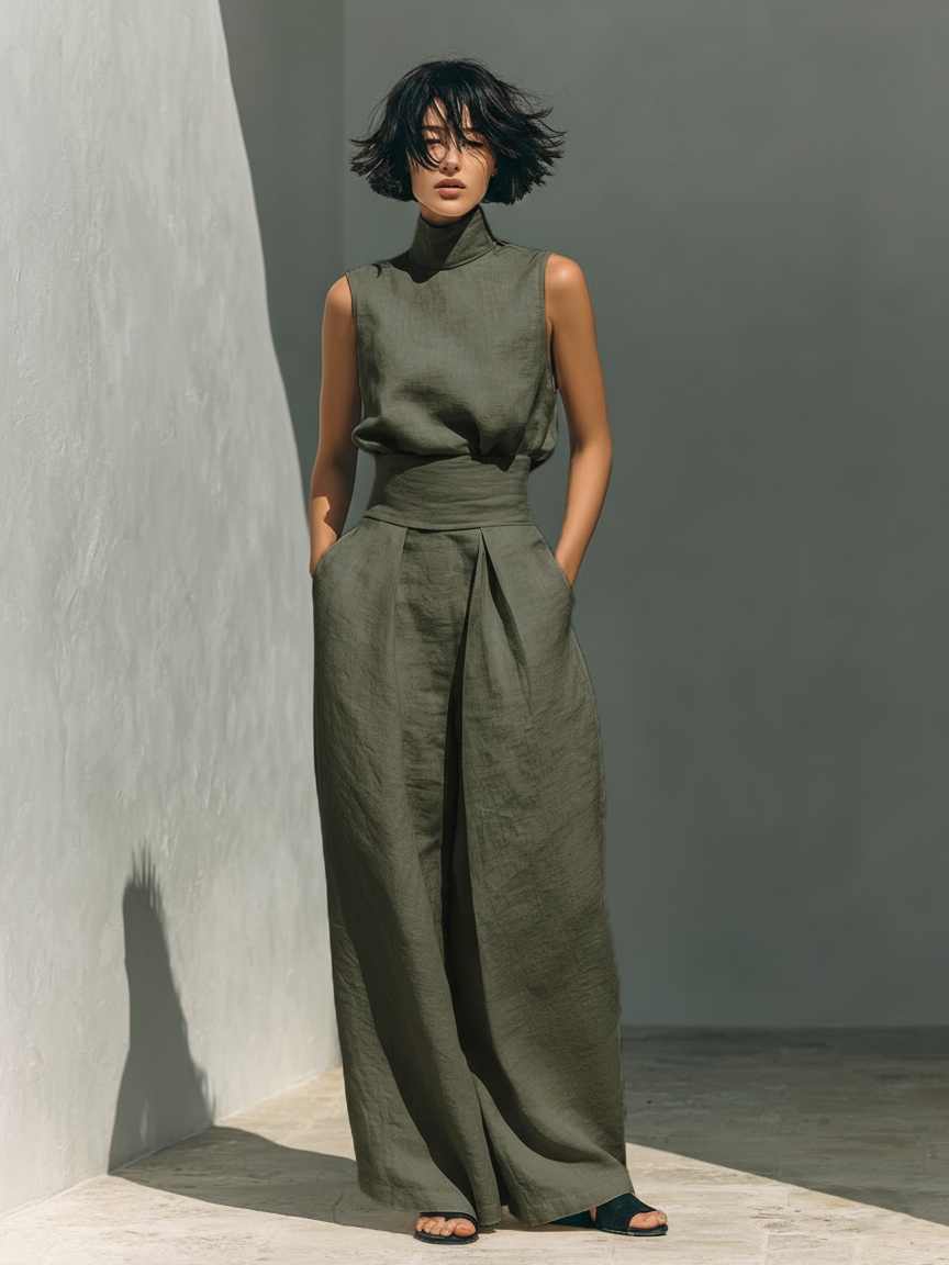 MARIA™ | Minimalist Tank Top and Wide-Leg Trousers Set
