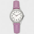 Slim minimalist women's watch with a fine strap in a calm blue tone