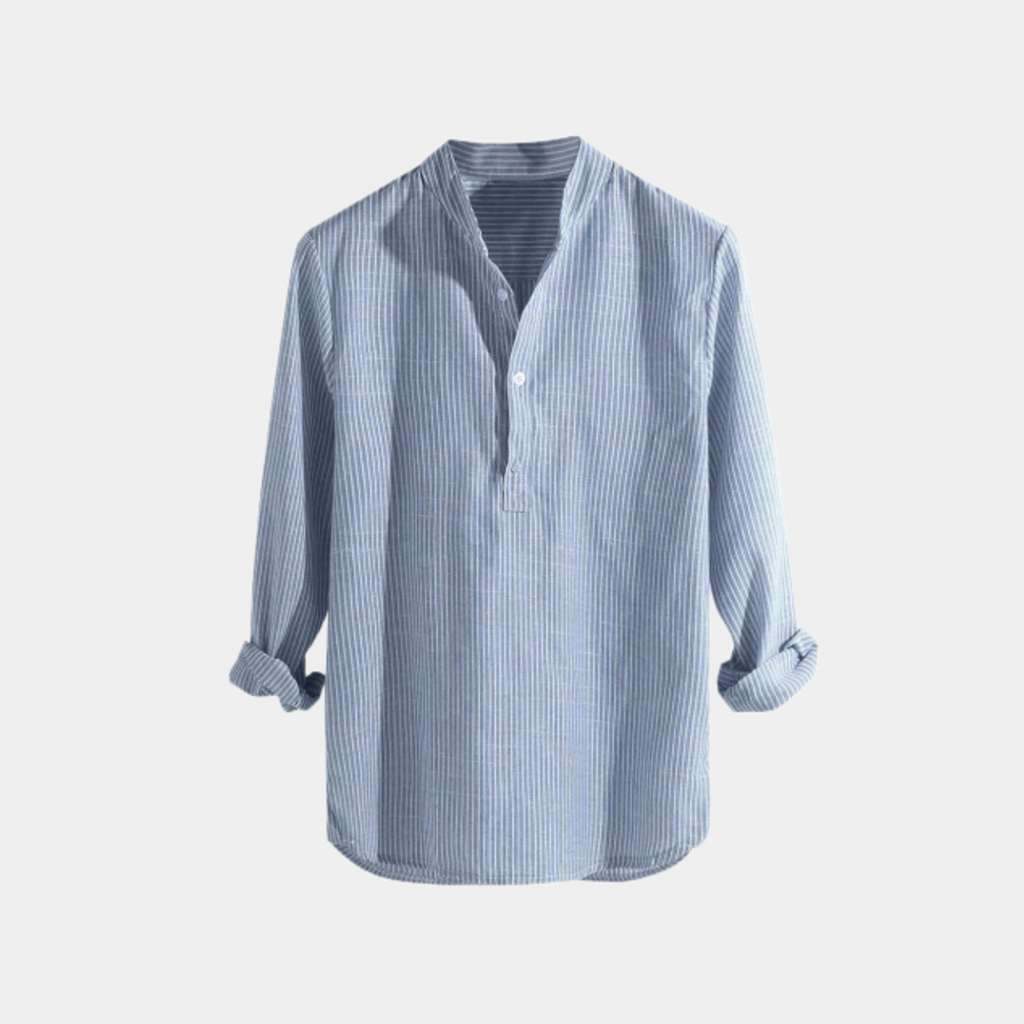 Classic long-sleeve men's shirt in a neutral tone with a neat collar and regular fit