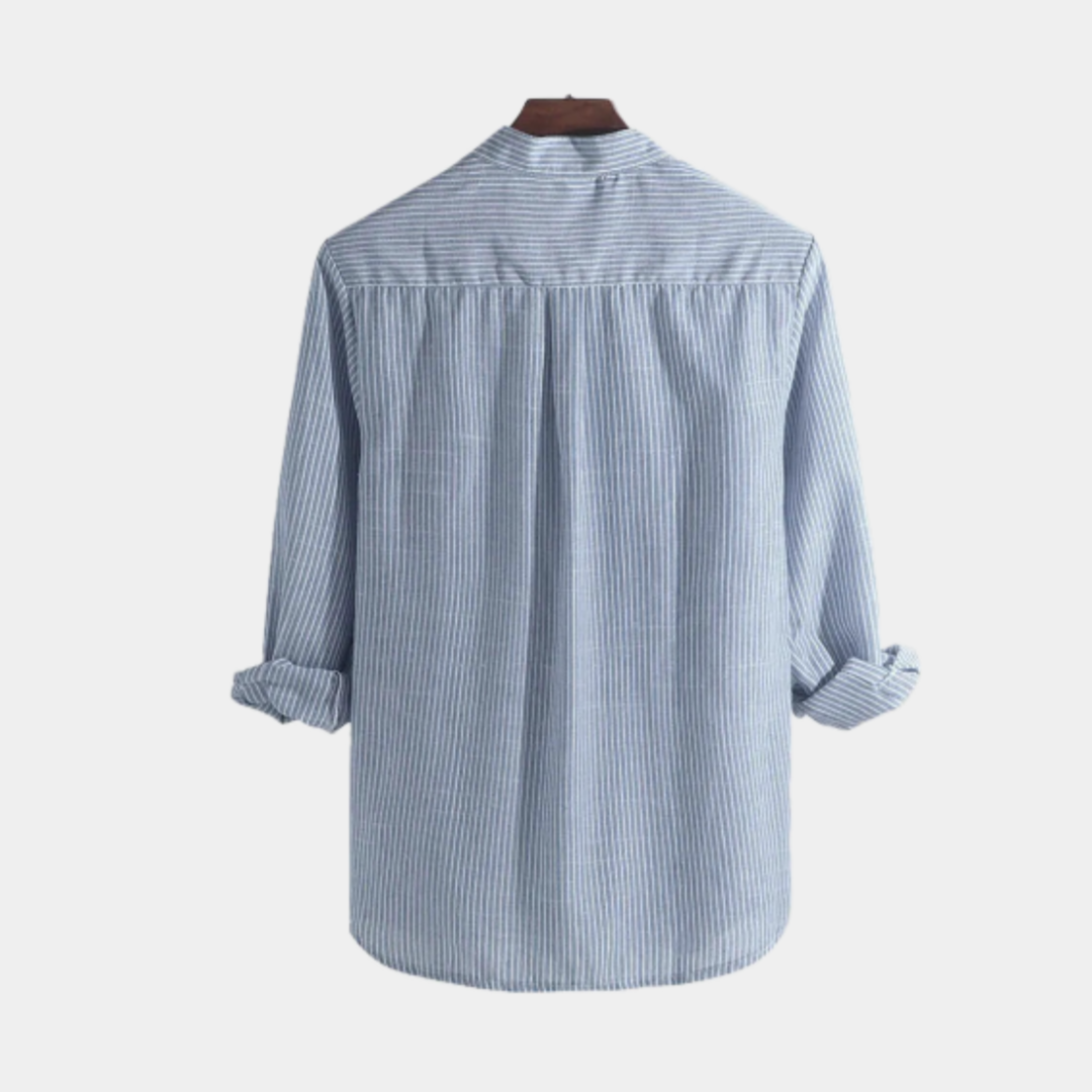 Classic long-sleeve men's shirt in a neutral tone with a neat collar and regular fit