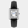 Men's silver square-dial quartz watch with classic strap and clean face