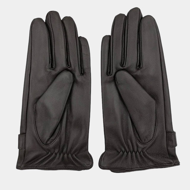 Men's dark classic winter gloves with smooth finish and structured silhouette