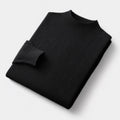Men's black classic turtleneck jumper with a clean refined silhouette and smooth finish