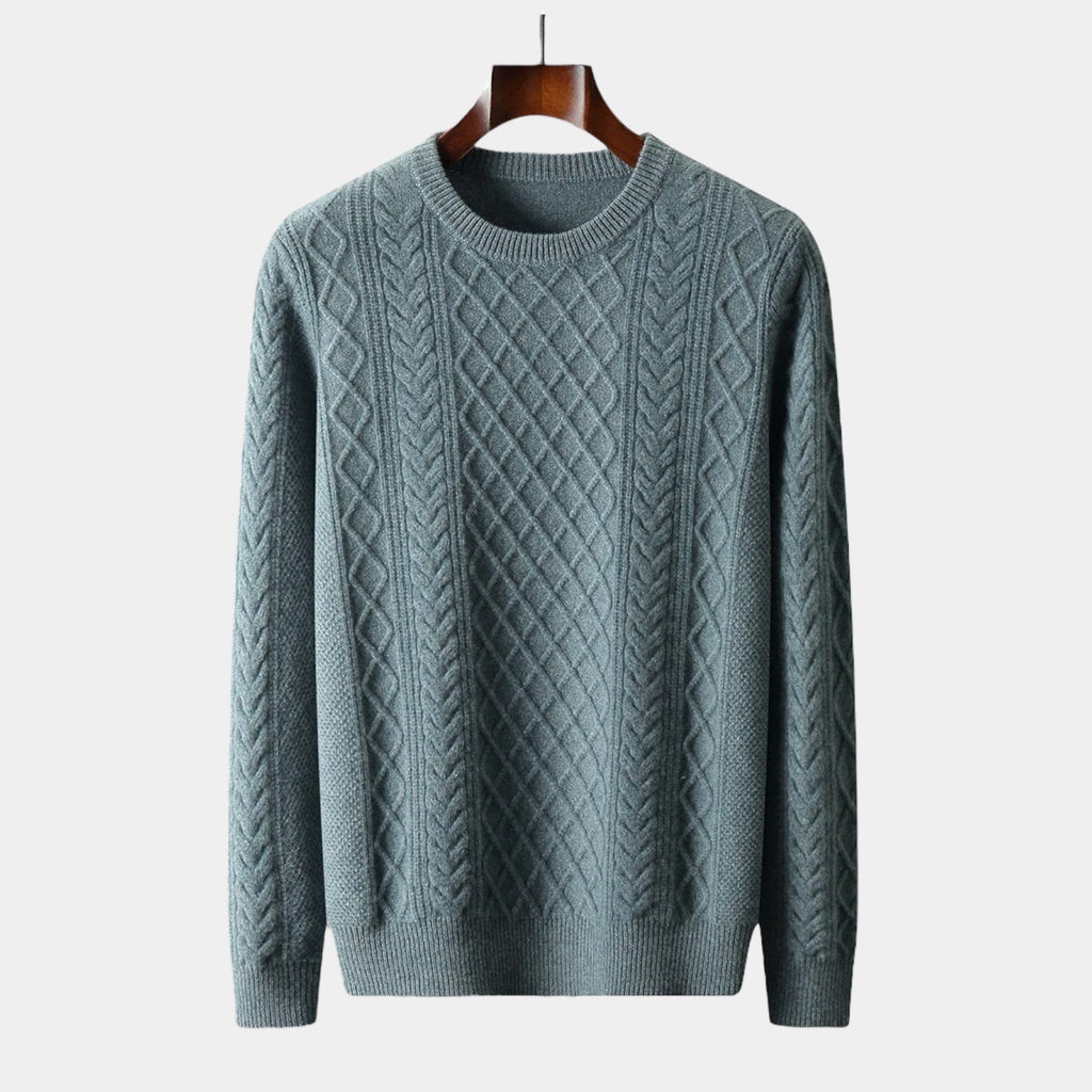 Men's dark grey jacquard pattern jumper with classic woven design