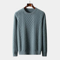 Men's dark grey jacquard pattern jumper with classic woven design