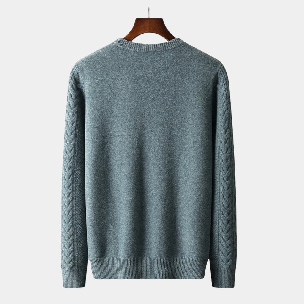 Men's dark grey jacquard pattern jumper with classic woven design